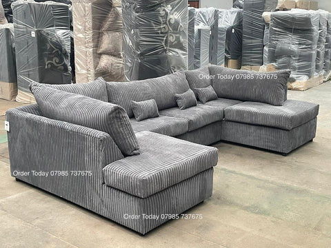 BELGRAVIA U SHAPE CORNER SOFA JUMBO CORD - FULL BACK