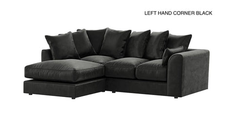 Plush Velvet Fabric Sofa Collection Jet Black