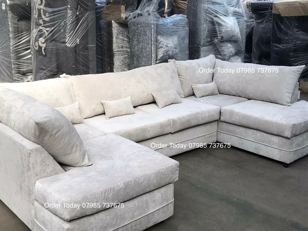 BELGRAVIA U SHAPE CORNER IN  WOVEN CANNE FABRIC - FULL BACK