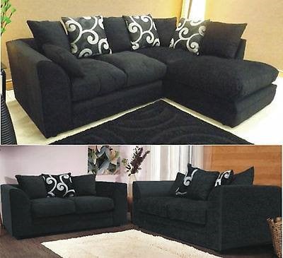 Chenille Sofa Collection Black.