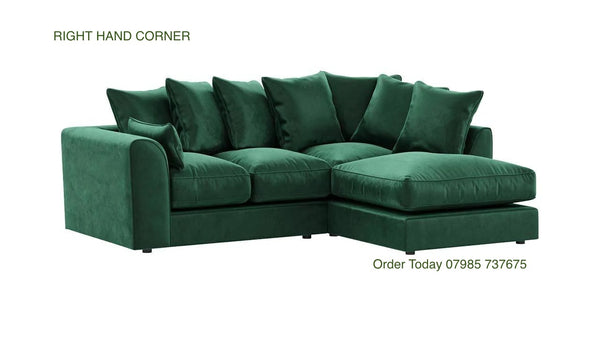 Plush Velvet Fabric Sofa Collection Royal Green