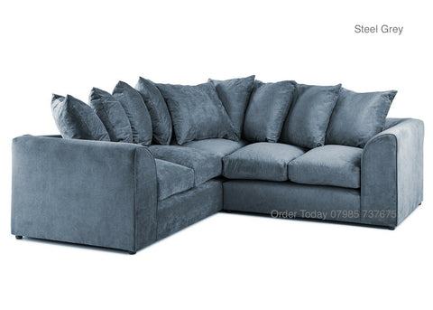 Plush Symmetrical Corner Collection Steel Grey