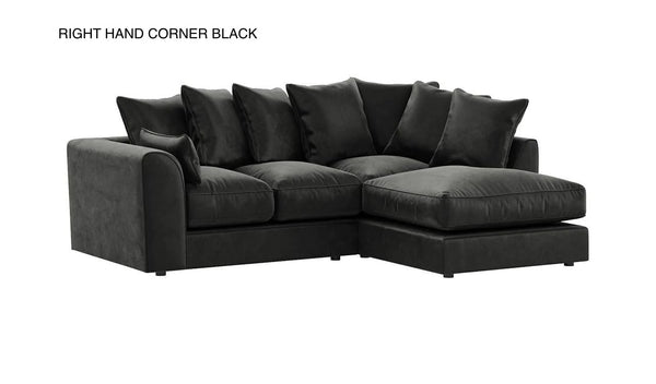 Plush Velvet Fabric Sofa Collection Jet Black