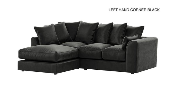 Plush Velvet Fabric Sofa Collection Jet Black