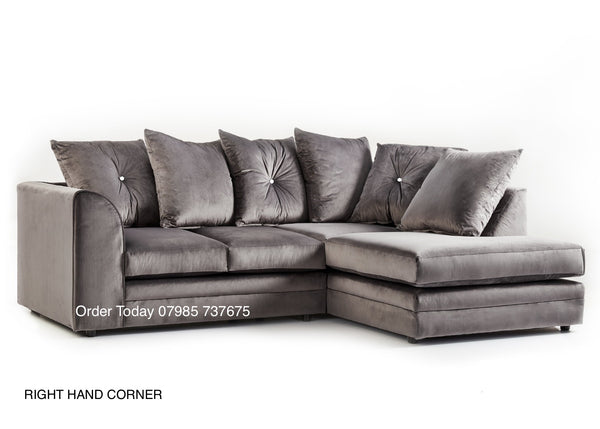PLUSH FABRIC CORNER SOFA GREY