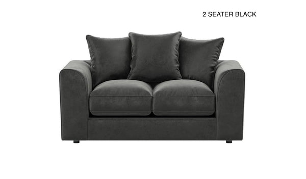 Plush Velvet Fabric Sofa Collection Jet Black