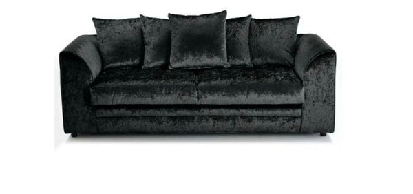 Michigan Black Crushed Velvet Corner Sofa or 3 & 2 Seater Sofa