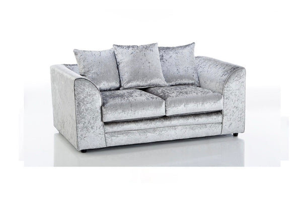 Michigan Silver Crushed Velvet Corner Sofa or 3 & 2 Seater Sofa