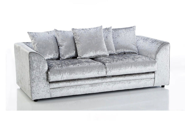 Michigan Silver Crushed Velvet Corner Sofa or 3 & 2 Seater Sofa